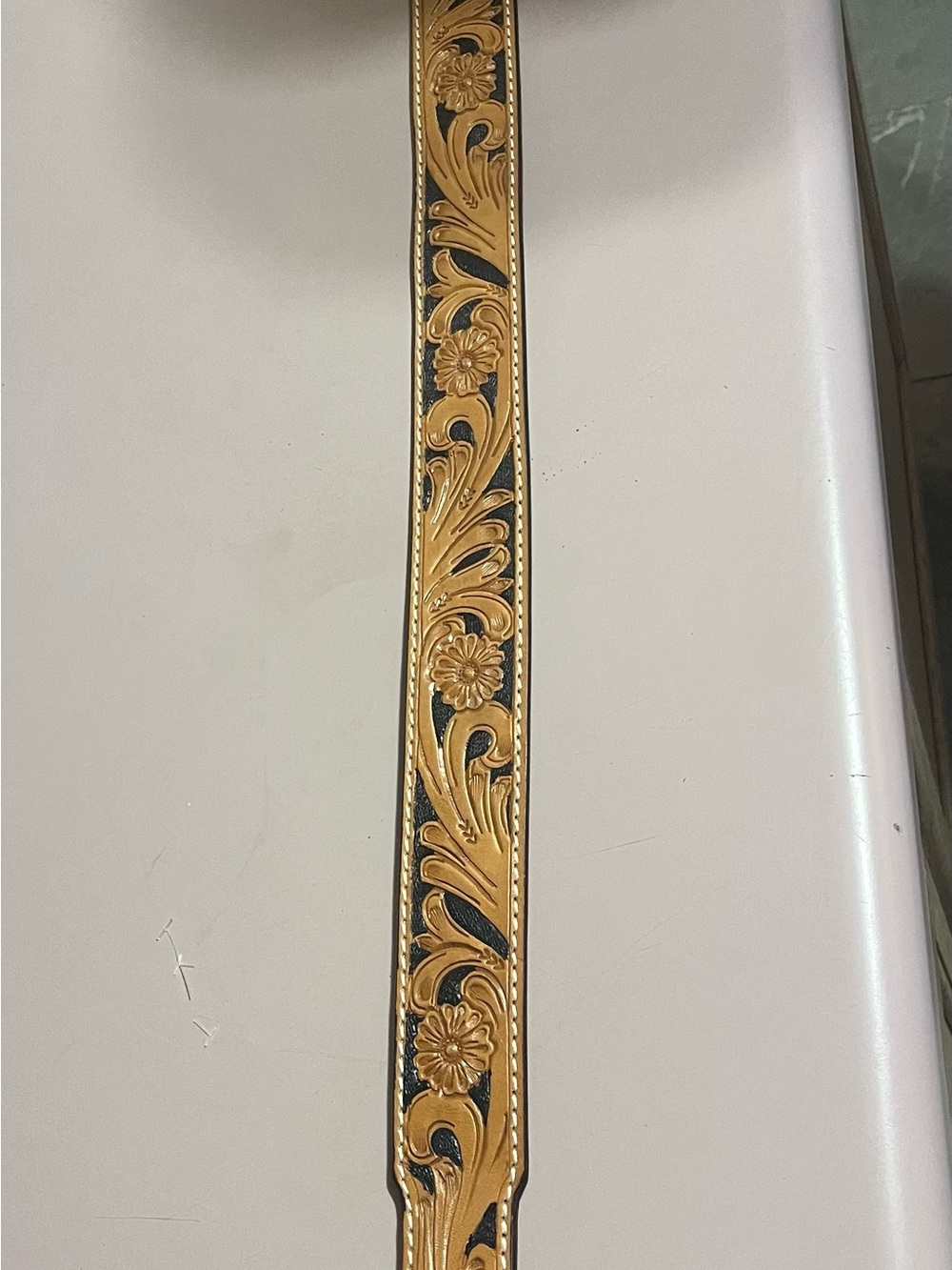 Twisted X Black and Gold Tooled Floral Leather Accent